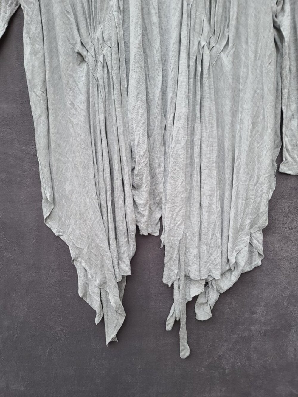 Free People Pleated Tie Front Cardigan LS Sweater S Gray Boho Soft Airy NWOT - Picture 9 of 13
